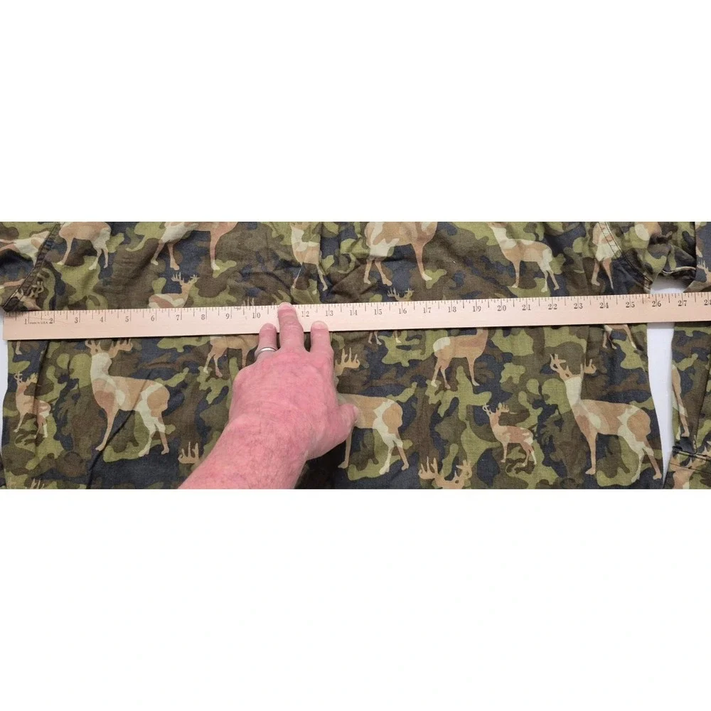 VTG Woolrich Men's Olive Camouflage Deer Shirt XL‎ All over print Cotton Hunting